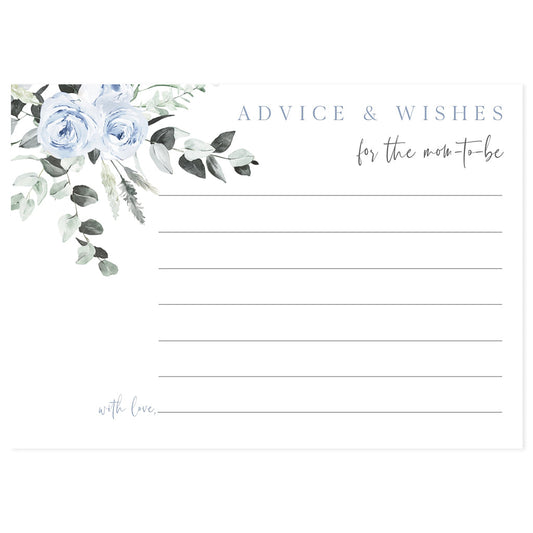 Blue Florals Baby Advice Card
